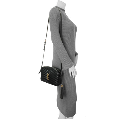Exclusive Saint Laurent Black Calfskin Matelasse Monogram Lou Camera Bag — Alternate View 11