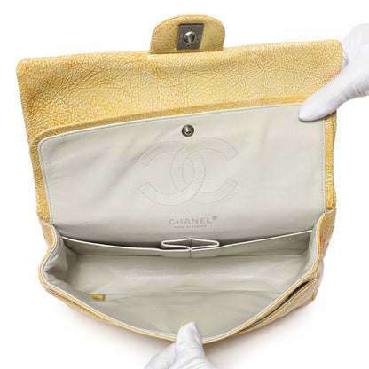 Exclusive Chanel Beige Crinkled Patent Medium Double Flap — Top View