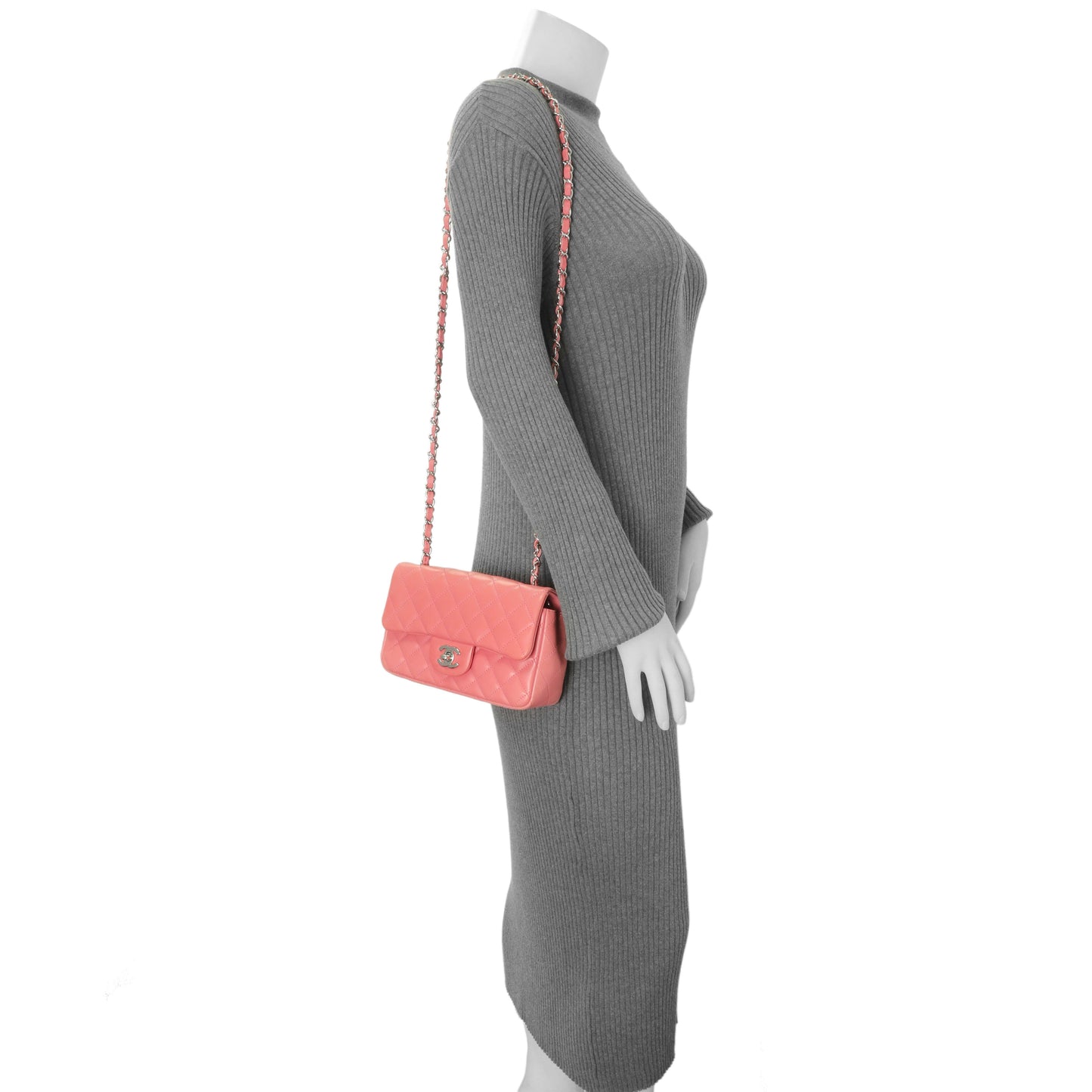 Exclusive Chanel Pink Quilted Lambskin Mini Rectangular Flap — Alternate View 13