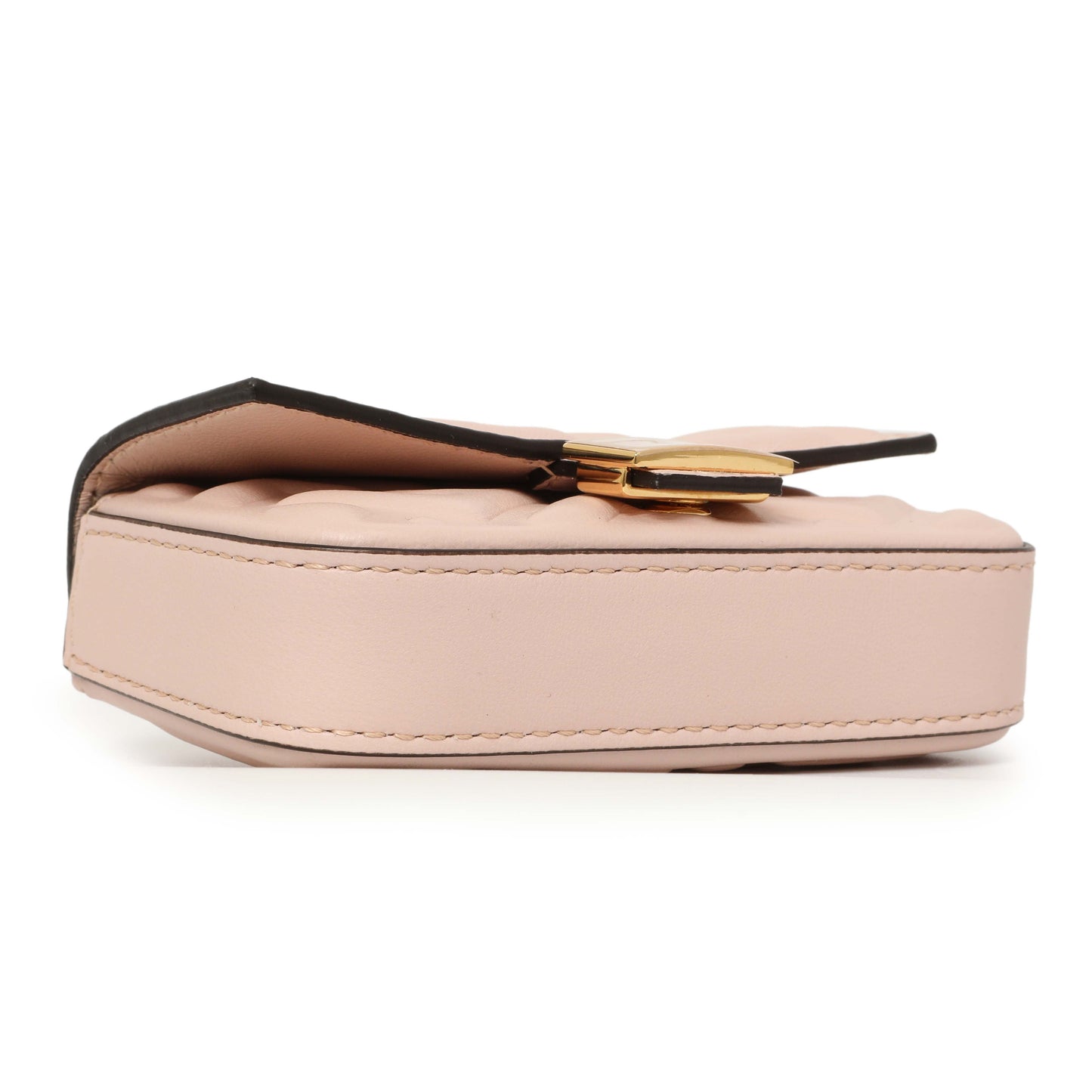 Exclusive Fendi Pink Nappa Matisse FF Embossed Nano Baguette Charm — Back View