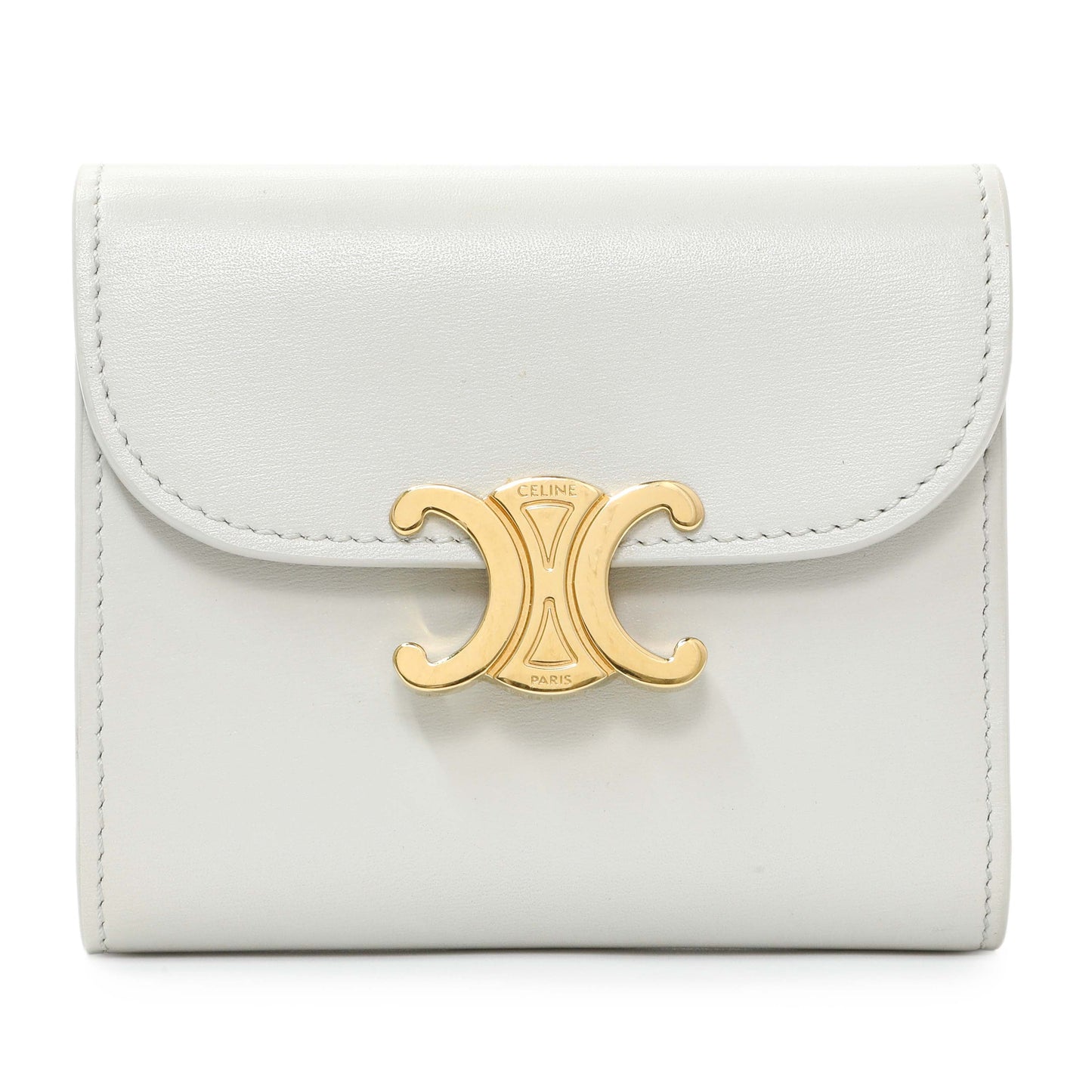 Exclusive Celine Grey Shiny Calfskin Small Triomphe Wallet — Front View