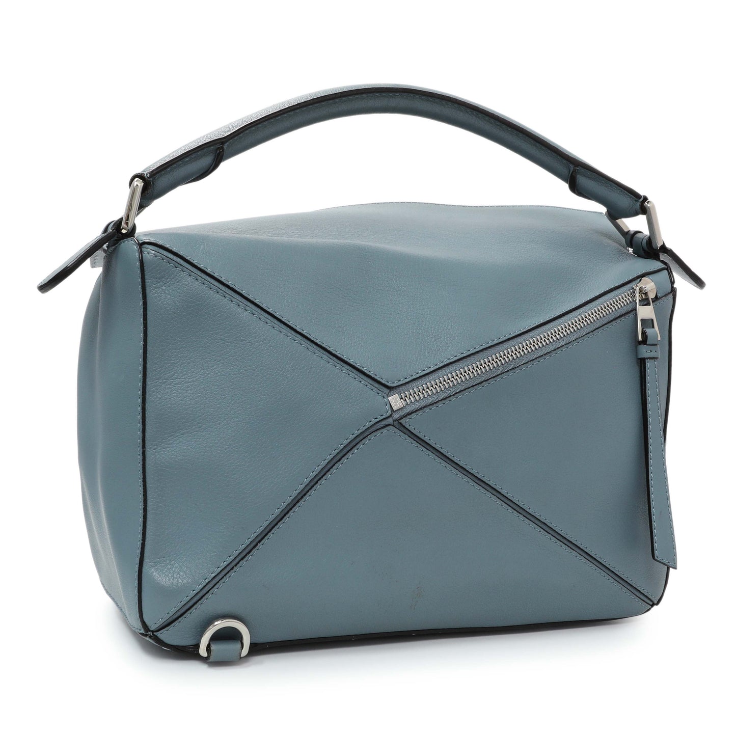 Exclusive Loewe Blue Calfskin Medium Puzzle Bag — Side View