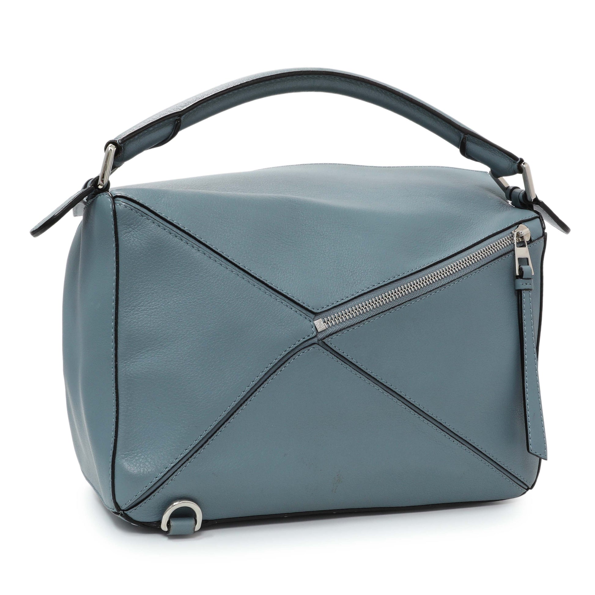 Exclusive Loewe Blue Calfskin Medium Puzzle Bag — Side View