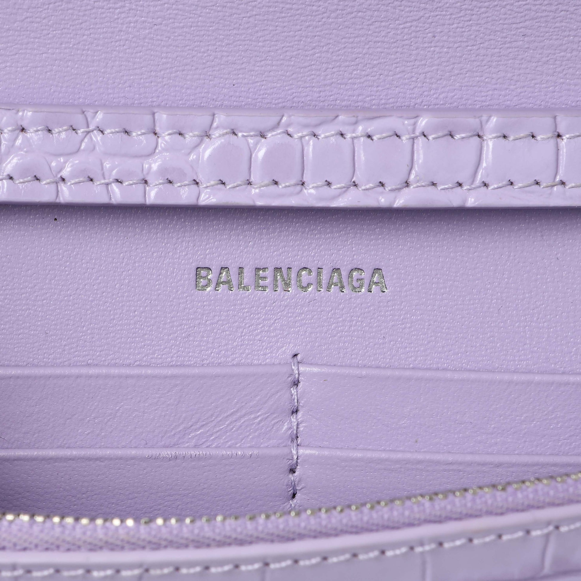 Exclusive Balenciaga Lilac Shiny Calfskin Crocodile Embossed Hourglass Chain Bag — Alternate View 9