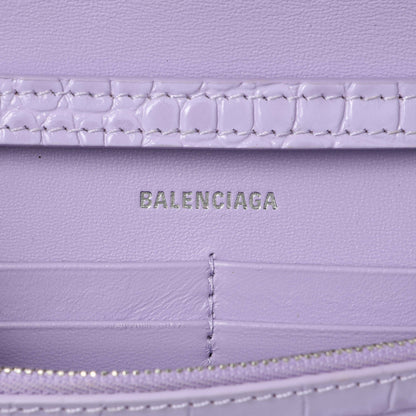 Exclusive Balenciaga Lilac Shiny Calfskin Crocodile Embossed Hourglass Chain Bag — Alternate View 9