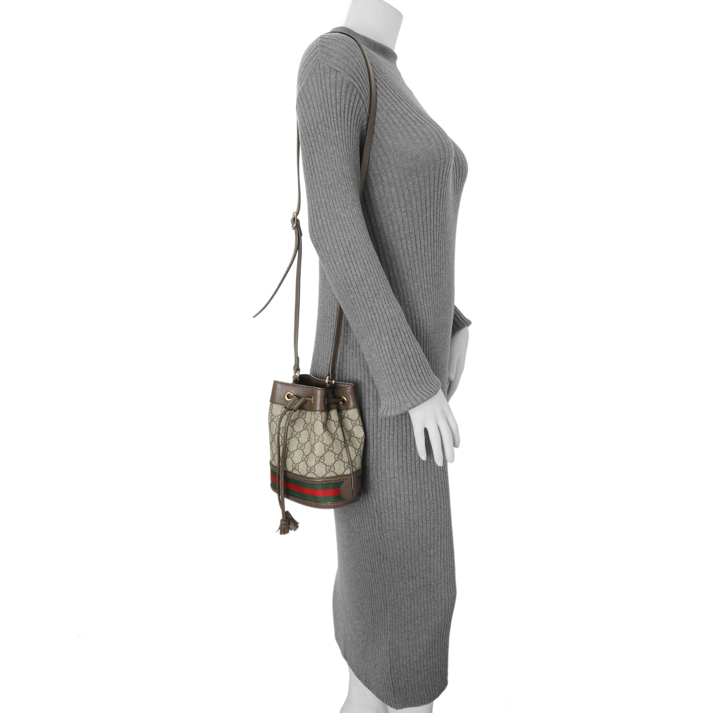 Exclusive Gucci GG Supreme Monogram Web Mini Ophidia Bucket Bag — Alternate View 7