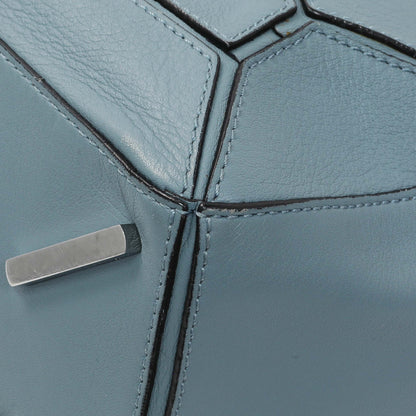Exclusive Loewe Blue Calfskin Medium Puzzle Bag — Detail View