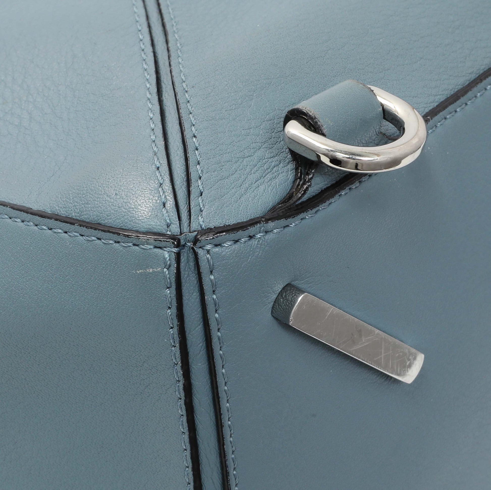 Exclusive Loewe Blue Calfskin Medium Puzzle Bag — Lifestyle View