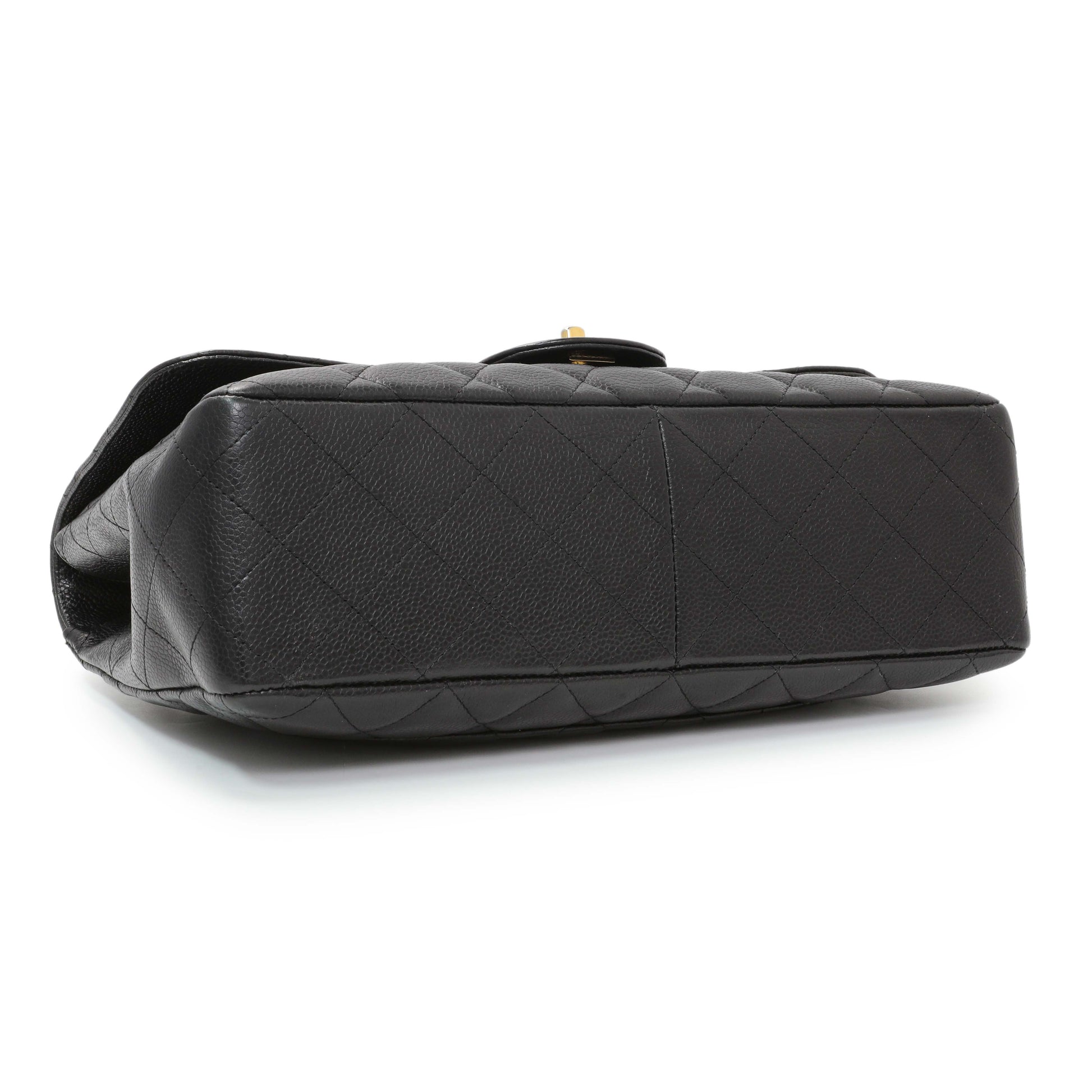 Exclusive Chanel Black Quilted Caviar Jumbo Single Flap — Back View