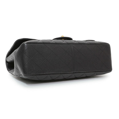 Exclusive Chanel Black Quilted Caviar Jumbo Single Flap — Back View