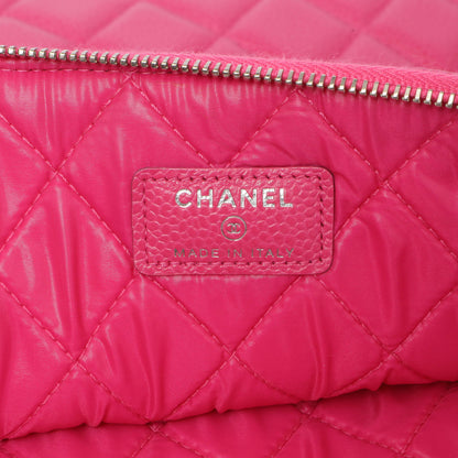 Exclusive Chanel Pink Quilted Caviar Large Cosmetic Case — Detail View