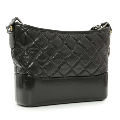Exclusive Chanel Black Quilted Patent Goatskin Medium Gabrielle Hobo — Side View