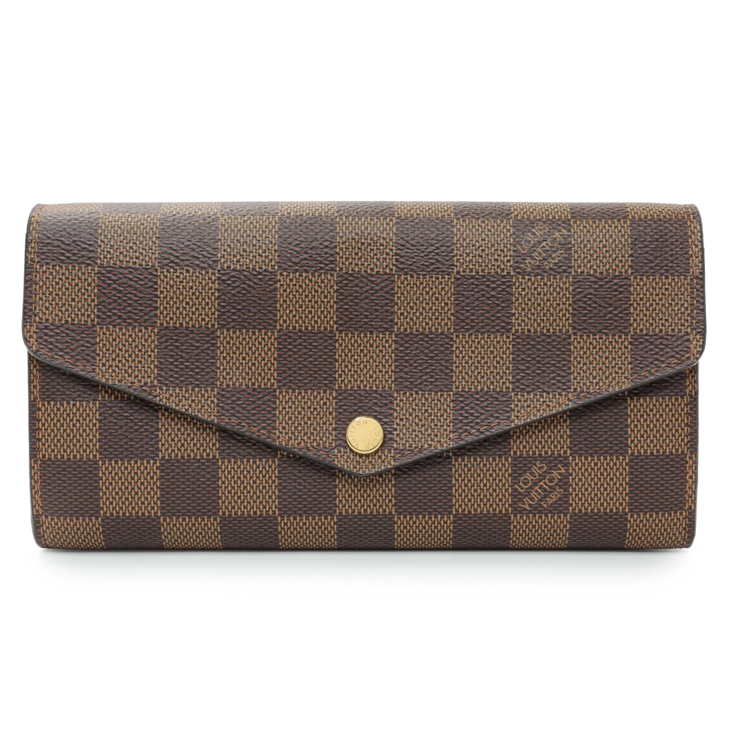 Exclusive Louis Vuitton Damier Ebene Sarah Wallet — Front View