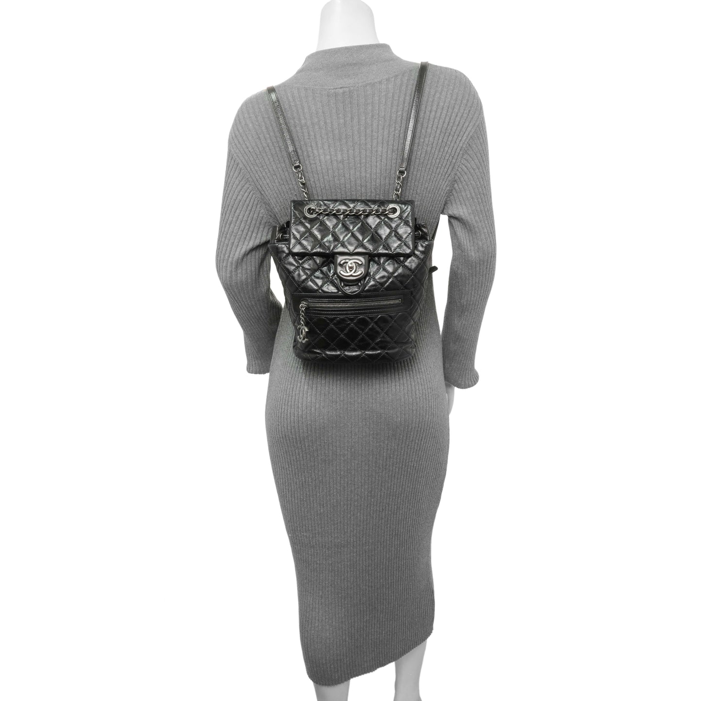 Exclusive Chanel Black Glazed Calfskin Salzburg Mountain Backpack — Alternate View 7