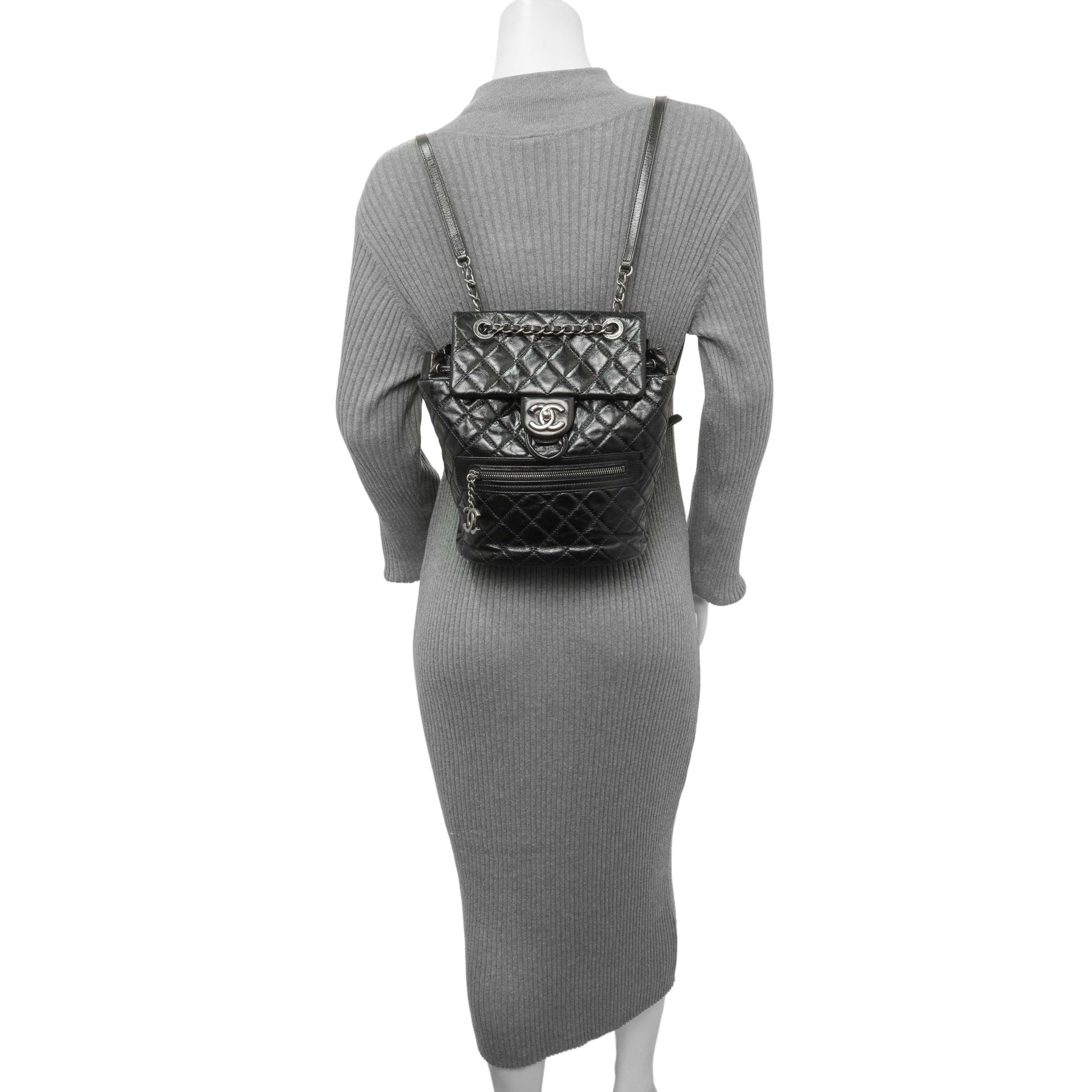 Exclusive Chanel Black Glazed Calfskin Salzburg Mountain Backpack — Alternate View 7