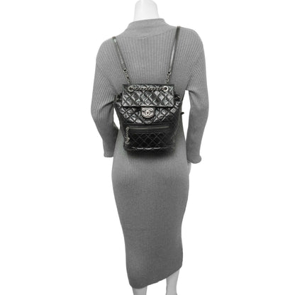 Exclusive Chanel Black Glazed Calfskin Salzburg Mountain Backpack — Alternate View 7