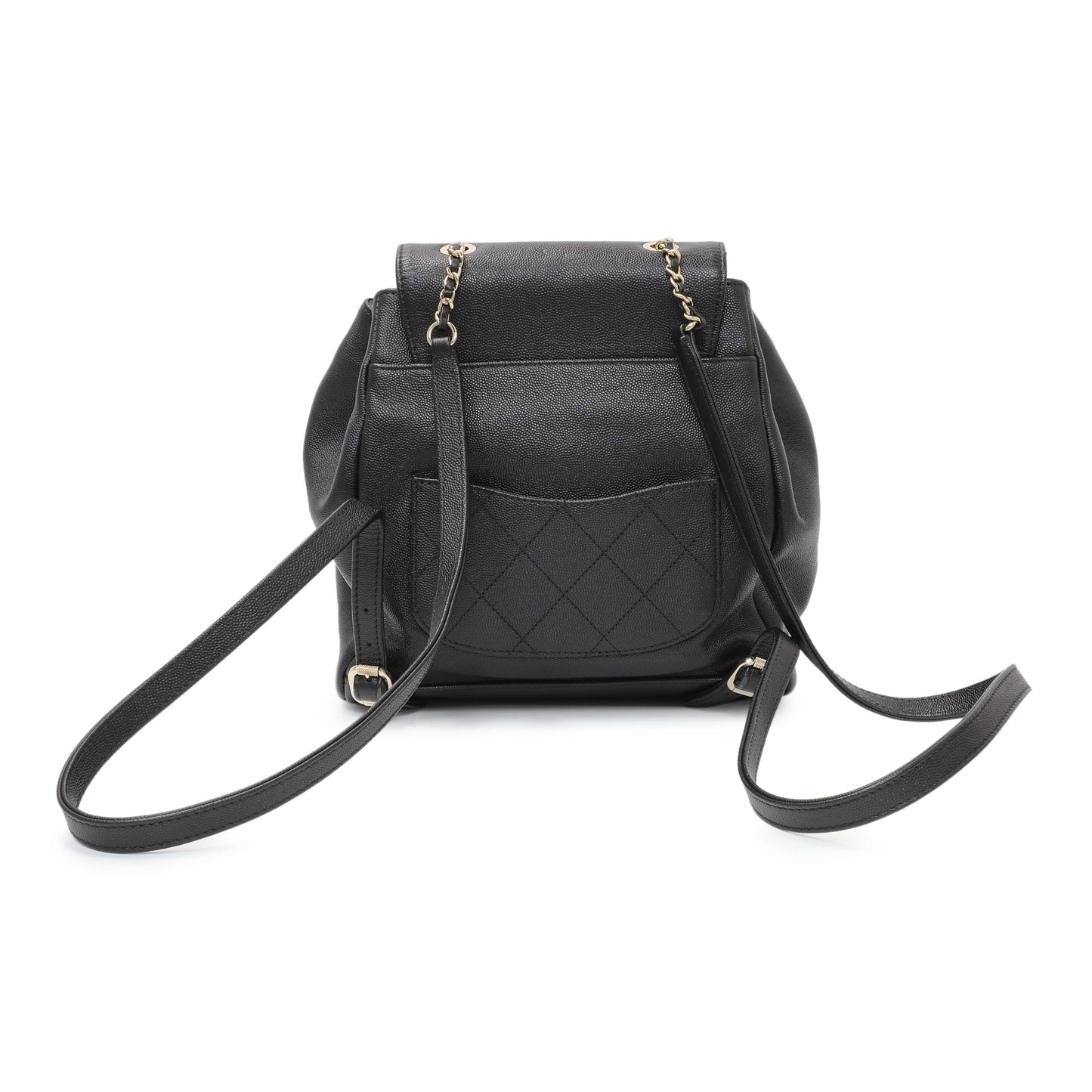Exclusive Chanel Black Caviar Affinity Backpack — Side View