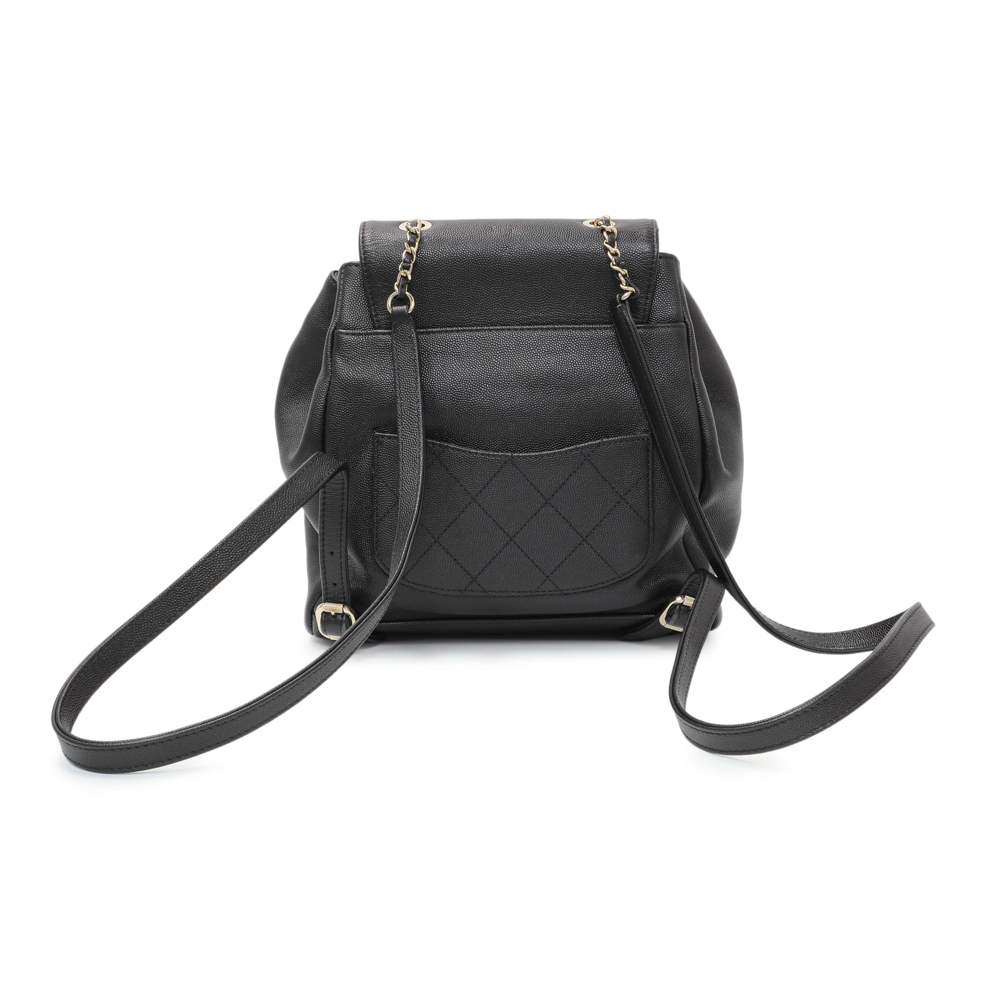 Exclusive Chanel Black Caviar Affinity Backpack — Side View