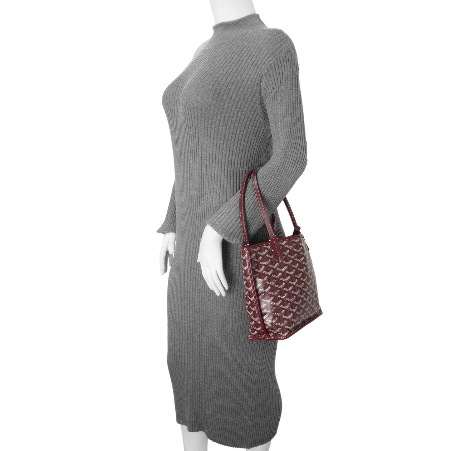 Exclusive Goyard Burgundy Goyardine Reversible Mini Anjou — Alternate View 11