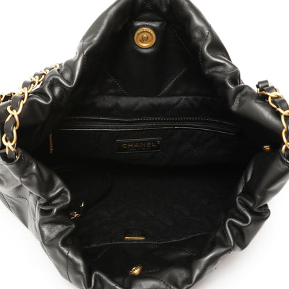 Exclusive Chanel Black Quilted Shiny Calfskin Small 22 — Top View