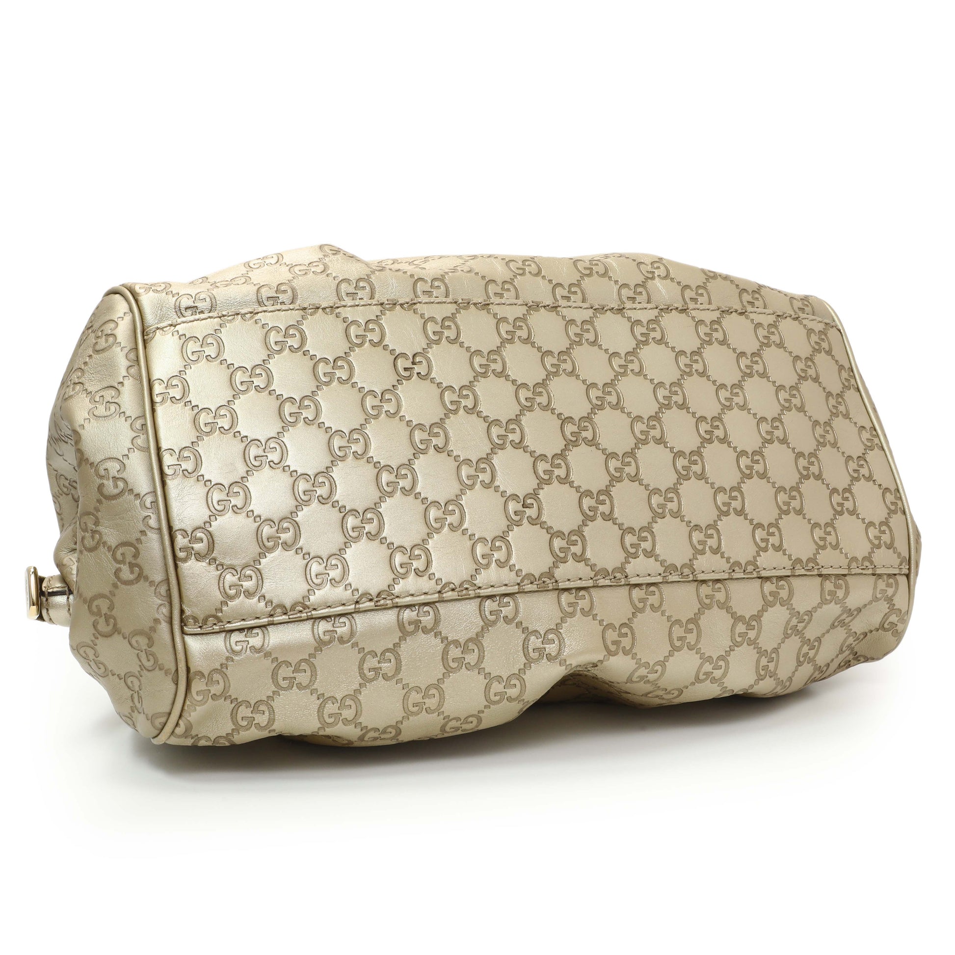 Exclusive Gucci Gold Guccissima Sukey Boston Bag — Back View