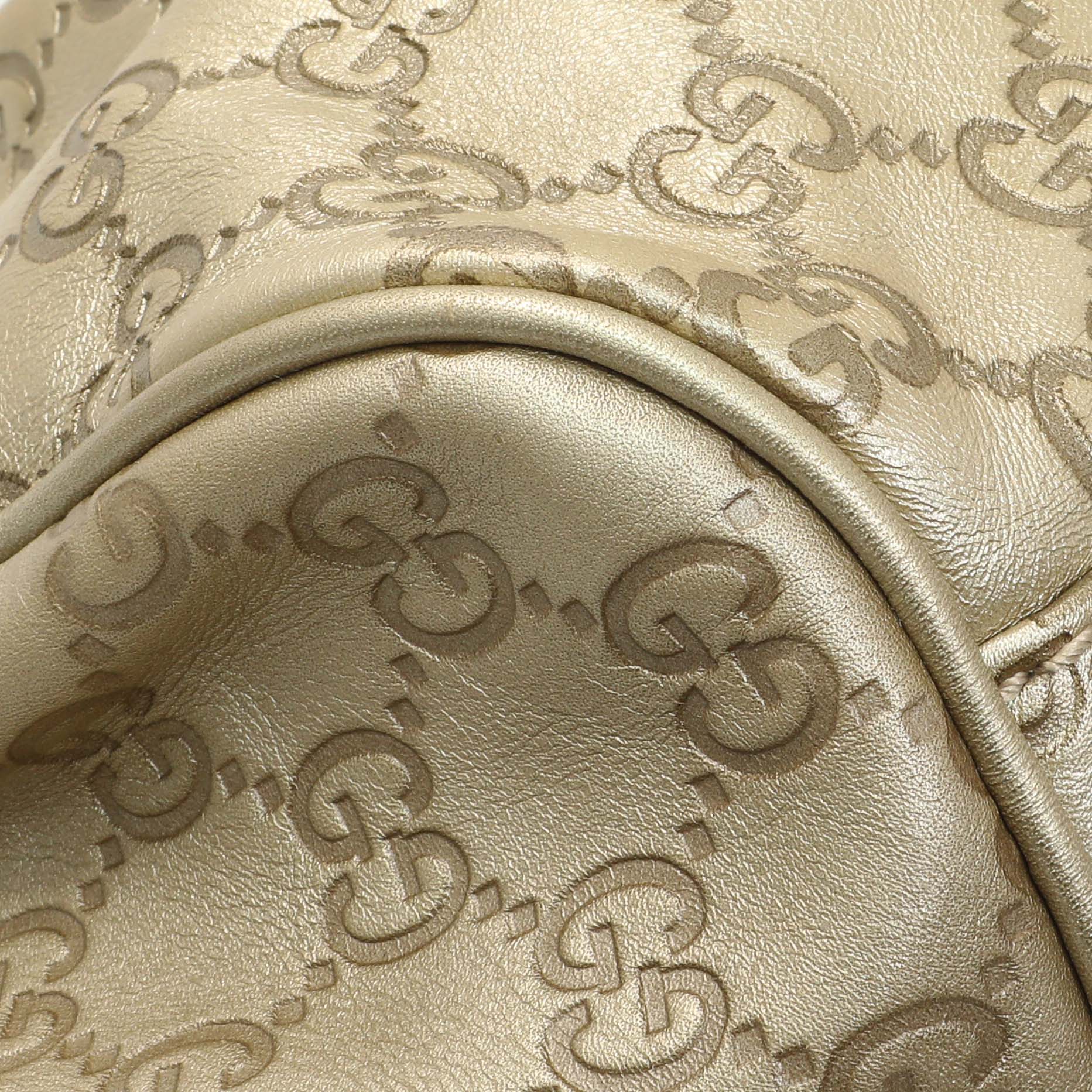 Exclusive Gucci Gold Guccissima Sukey Boston Bag — Top View
