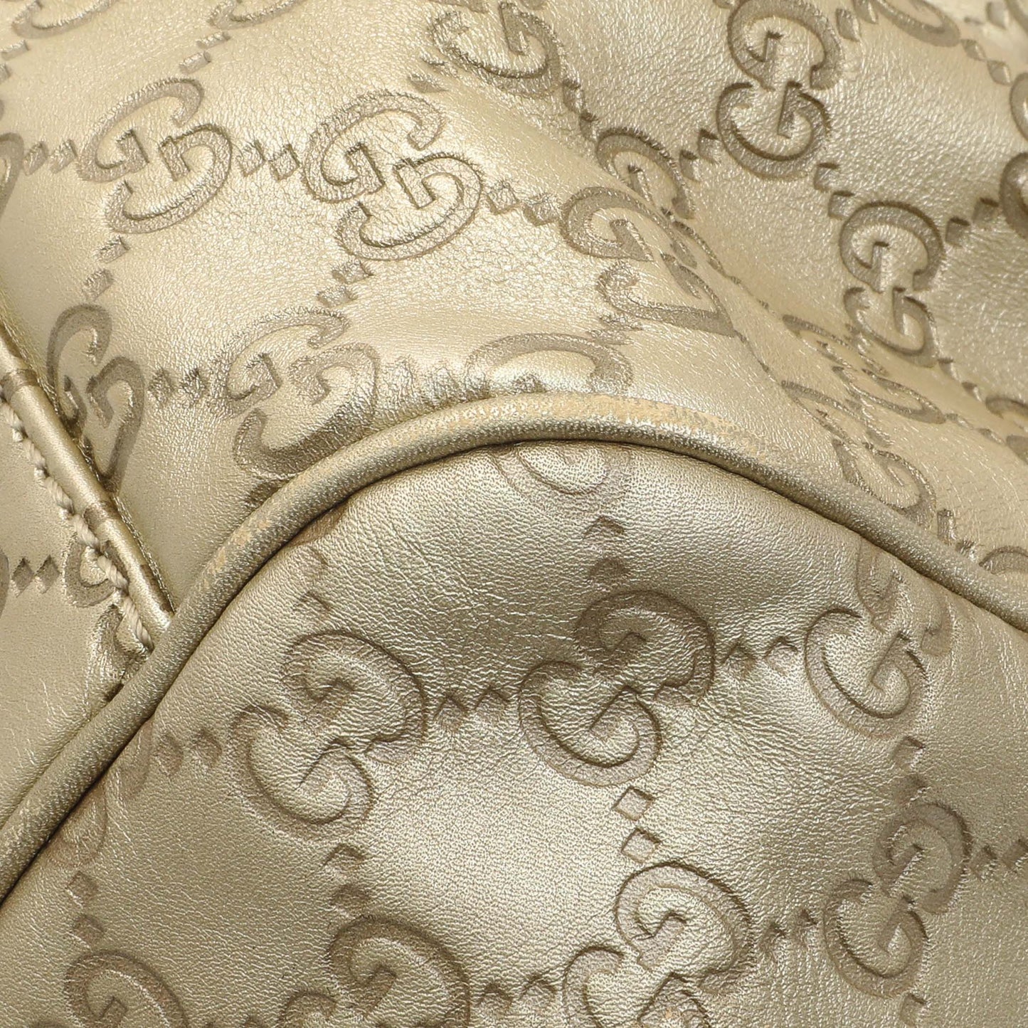 Exclusive Gucci Gold Guccissima Sukey Boston Bag — Detail View