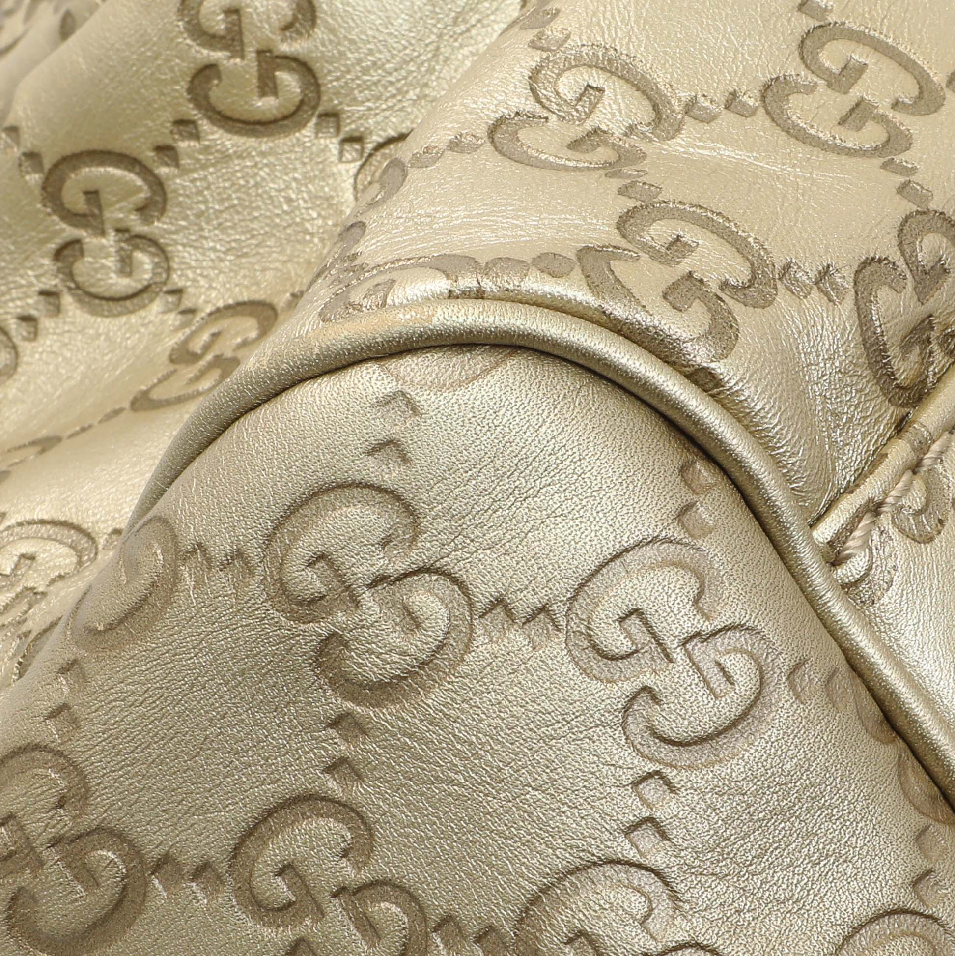 Exclusive Gucci Gold Guccissima Sukey Boston Bag — Lifestyle View