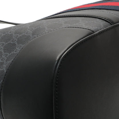 Exclusive Gucci Black GG Supreme Monogram Web Tote — Top View