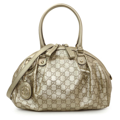 Exclusive Gucci Gold Guccissima Sukey Boston Bag — Front View