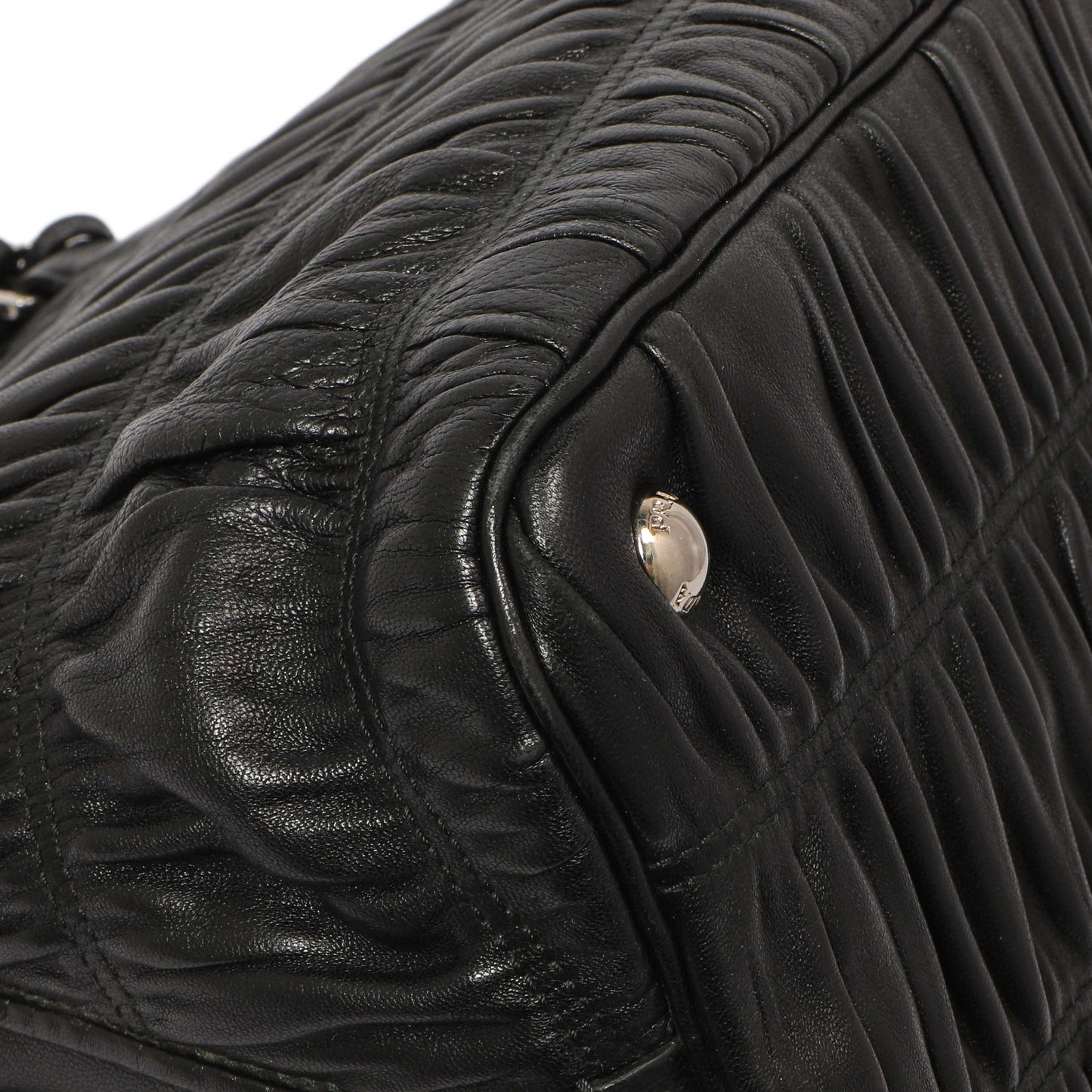 Exclusive Prada Black Nappa Gaufre Double Handle Tote — Top View