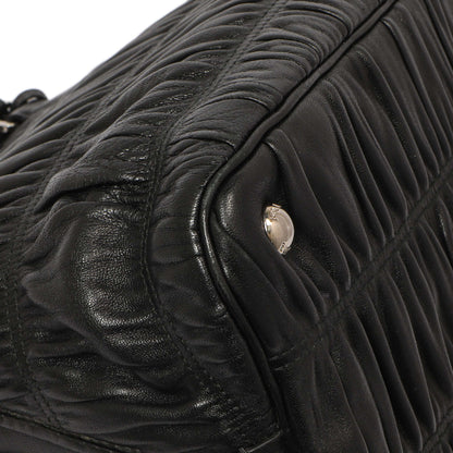 Exclusive Prada Black Nappa Gaufre Double Handle Tote — Top View