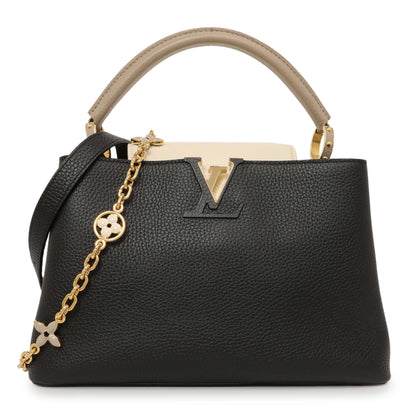 Exclusive Louis Vuitton Black Taurillon Flower Chain Capucines MM — Front View