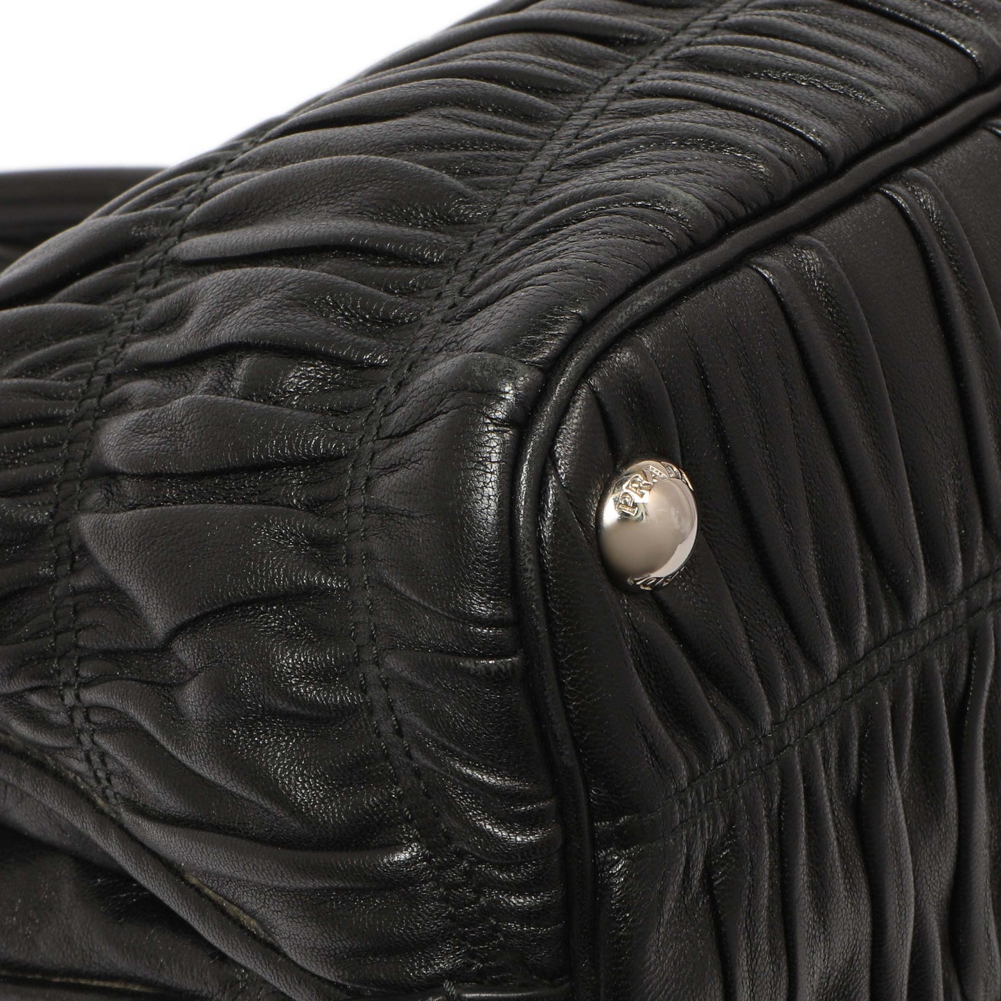 Exclusive Prada Black Nappa Gaufre Double Handle Tote — Lifestyle View