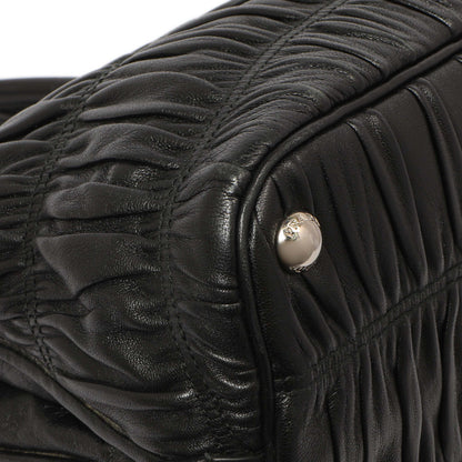 Exclusive Prada Black Nappa Gaufre Double Handle Tote — Lifestyle View