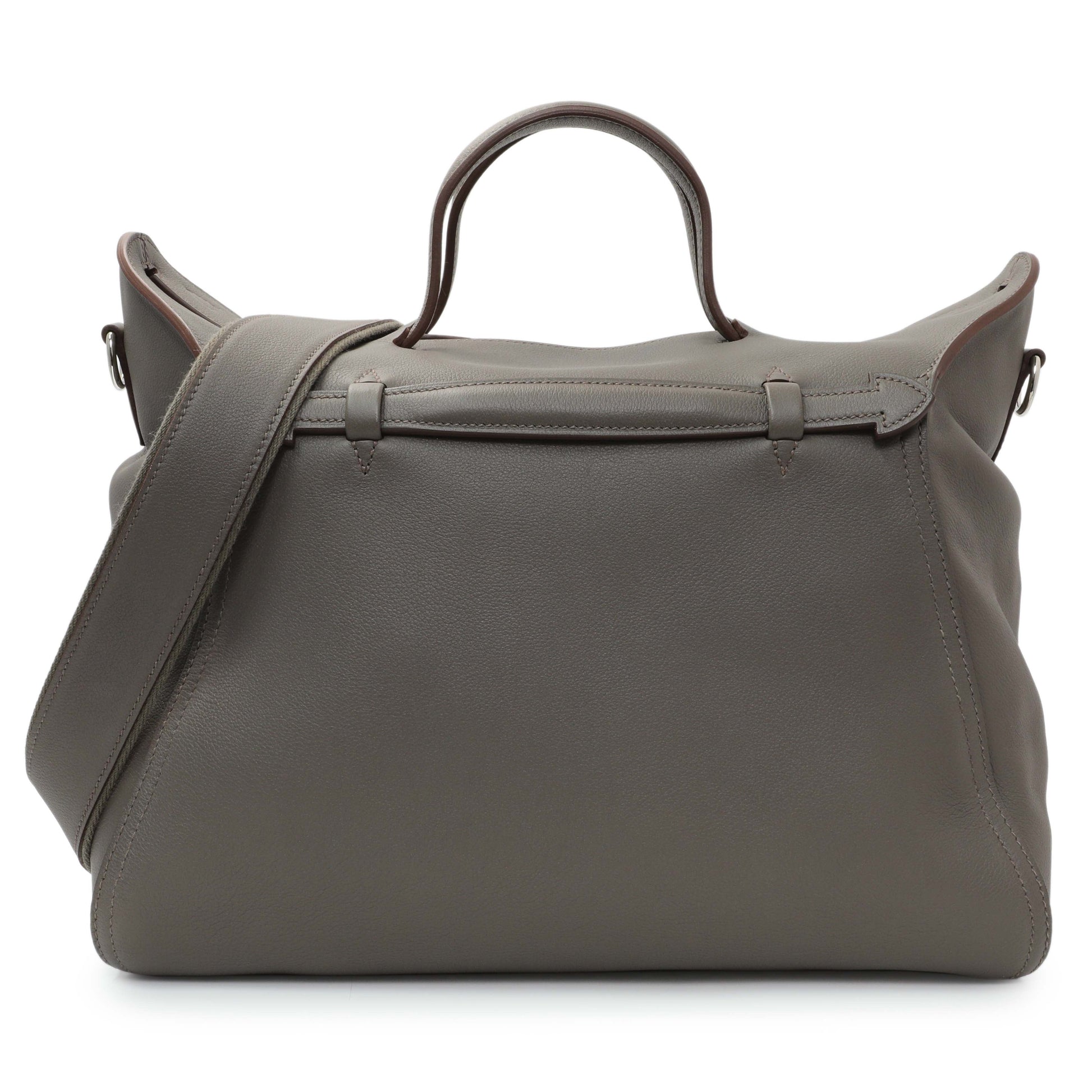 Exclusive Hermes Grey Evergrain Sac Oxer w/ Strap — Front View