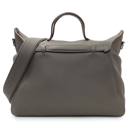 Exclusive Hermes Grey Evergrain Sac Oxer w/ Strap — Front View