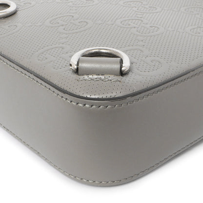Exclusive Gucci Grey Calfskin GG Tennis Embossed Sling Backpack — Detail View