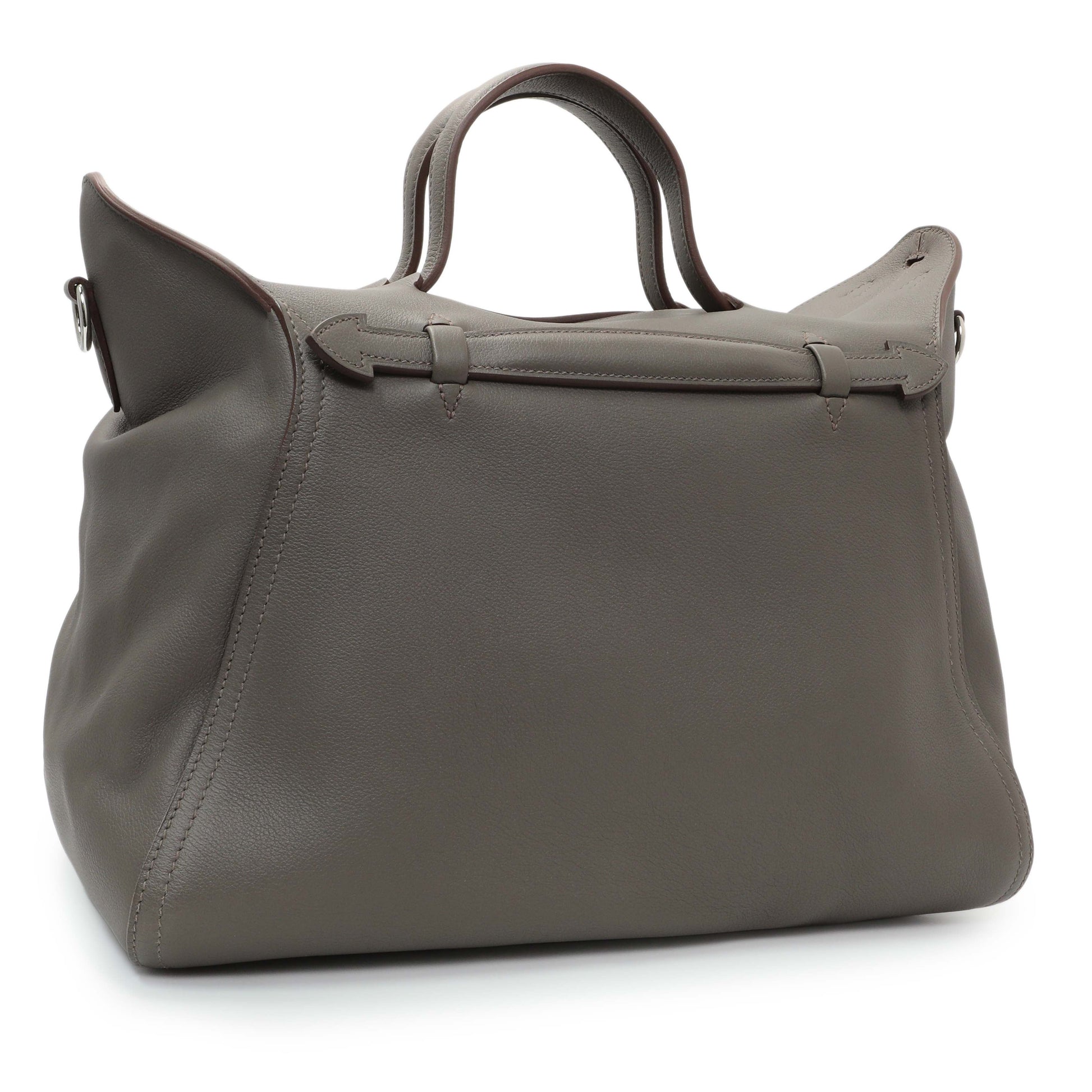Exclusive Hermes Grey Evergrain Sac Oxer w/ Strap — Side View