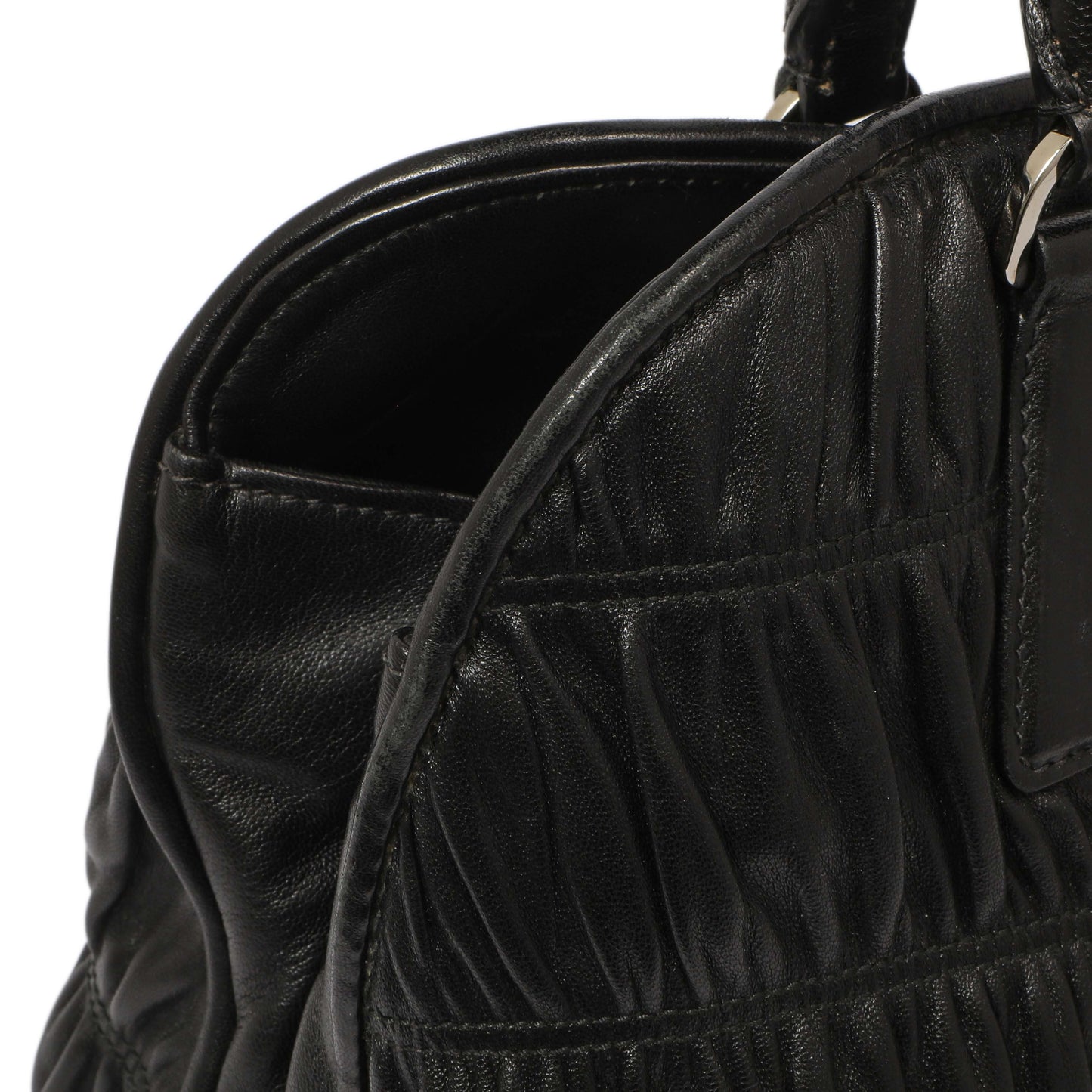 Exclusive Prada Black Nappa Gaufre Double Handle Tote — Alternate View 10
