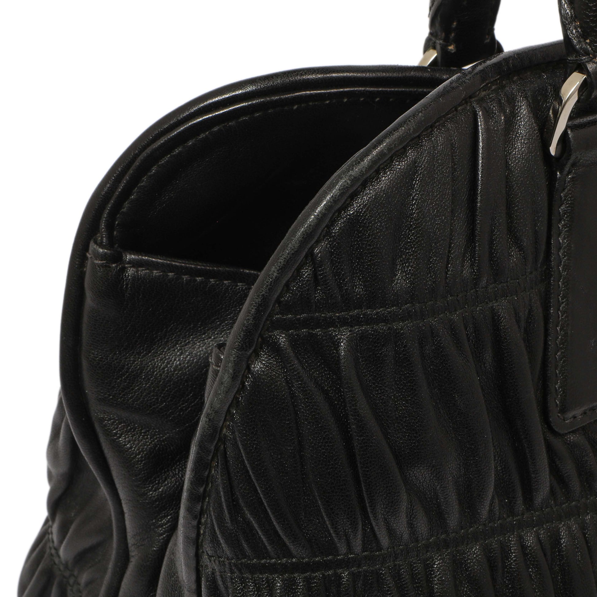 Exclusive Prada Black Nappa Gaufre Double Handle Tote — Alternate View 10