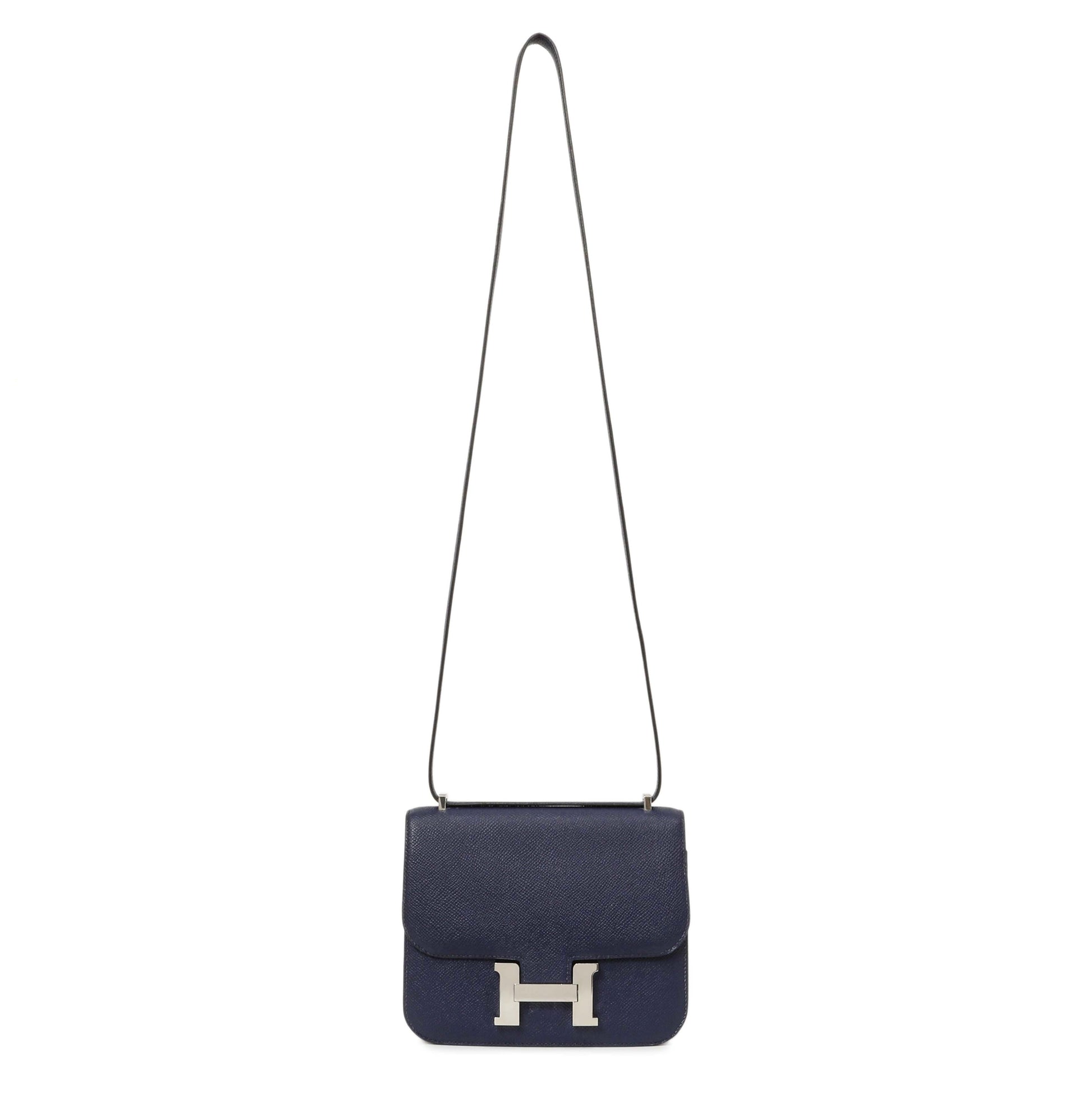 Exclusive Hermes Bleu Saphir Epsom Constance 18 — Front View