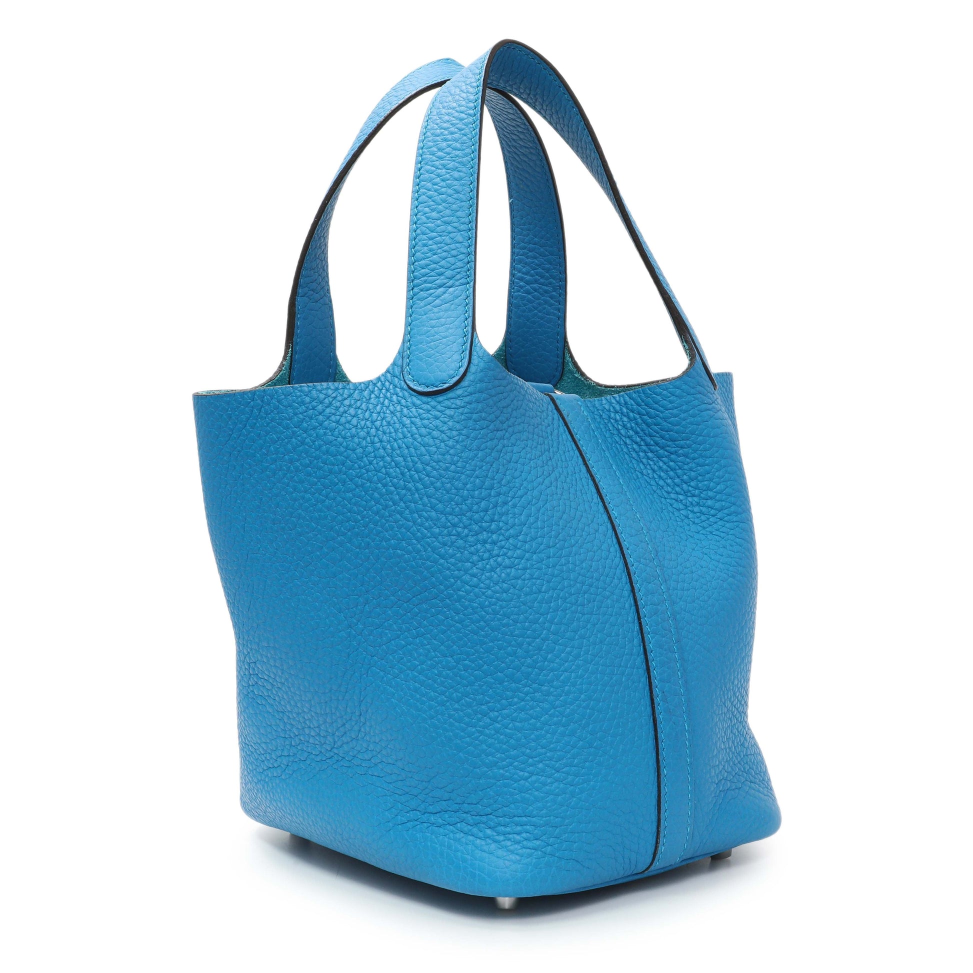 Exclusive Hermes Bleu Zanzibar Clemence Picotin Lock 18 PM — Side View