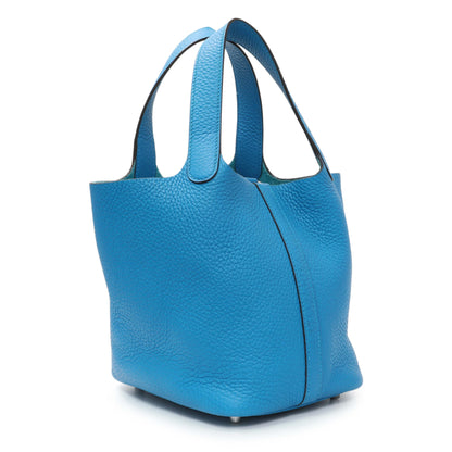 Exclusive Hermes Bleu Zanzibar Clemence Picotin Lock 18 PM — Side View