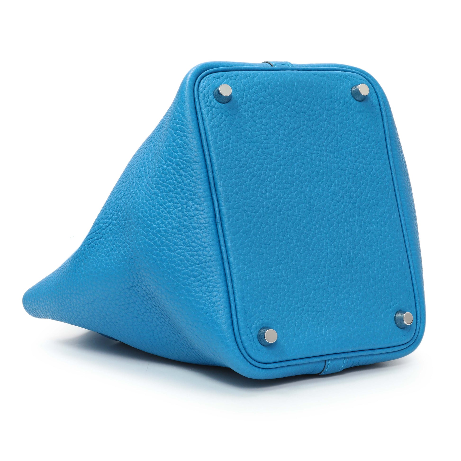 Exclusive Hermes Bleu Zanzibar Clemence Picotin Lock 18 PM — Back View