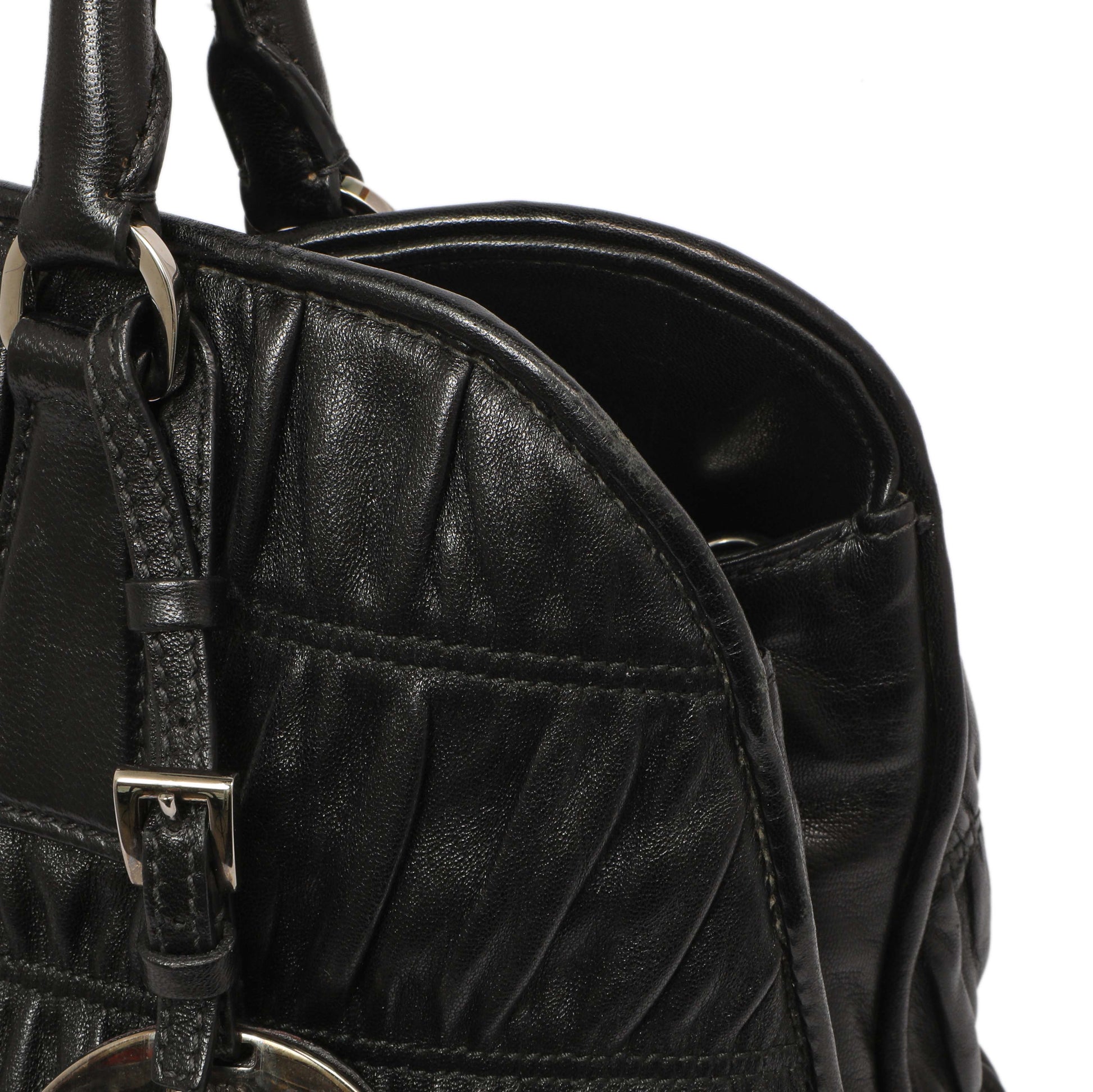 Exclusive Prada Black Nappa Gaufre Double Handle Tote — Alternate View 11