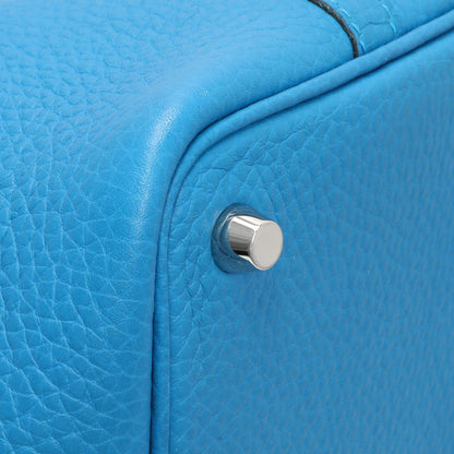 Exclusive Hermes Bleu Zanzibar Clemence Picotin Lock 18 PM — Top View