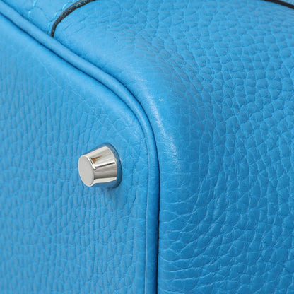 Exclusive Hermes Bleu Zanzibar Clemence Picotin Lock 18 PM — Detail View
