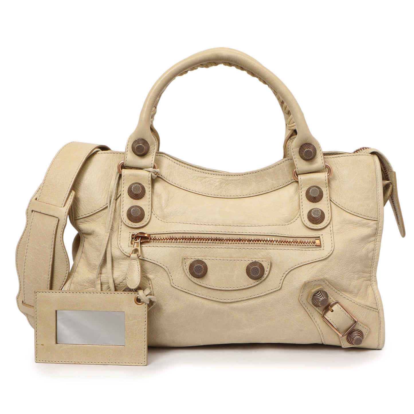 Exclusive Balenciaga Beige Lambskin Giant 21 City — Front View