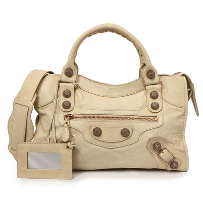 Exclusive Balenciaga Beige Lambskin Giant 21 City — Front View